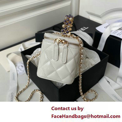 Chanel Shiny Crumpled Lambskin, Imitation Pearls  &  Gold-Tone Metal Clutch with Chain Bag AP3804 White 2025